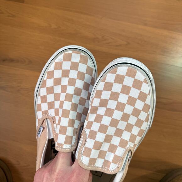 Women's Vans Rose Smoke Tan Classic Slip-On Checkerboard Sneakers Shoes Sz 6.5 - Picture 7 of 7
